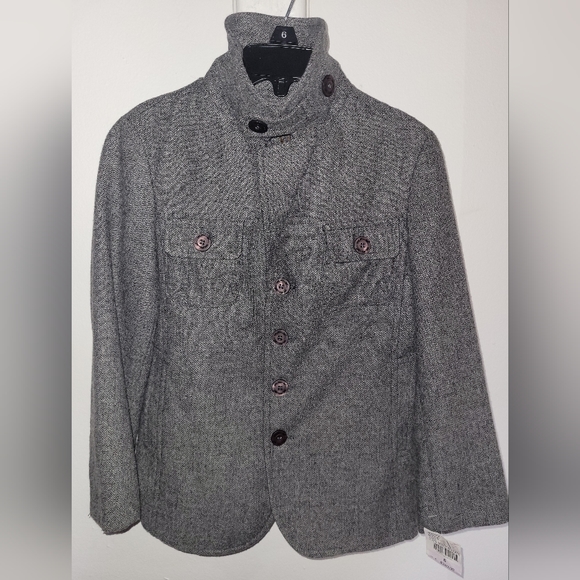 NWT Boy's Mimisol MadeinItaly Gray Herringbone Wool Blazer Jacket Sz 6 MSRP$240 - Picture 3 of 16